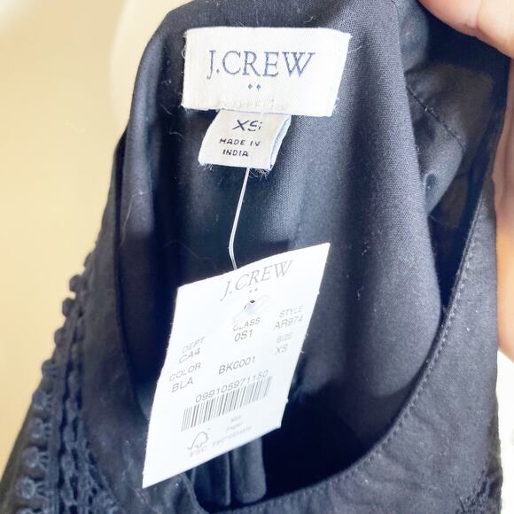 J Crew Women's Black Embroidered Tiered Mini Dress XS NWT - Picture 5 of 8
